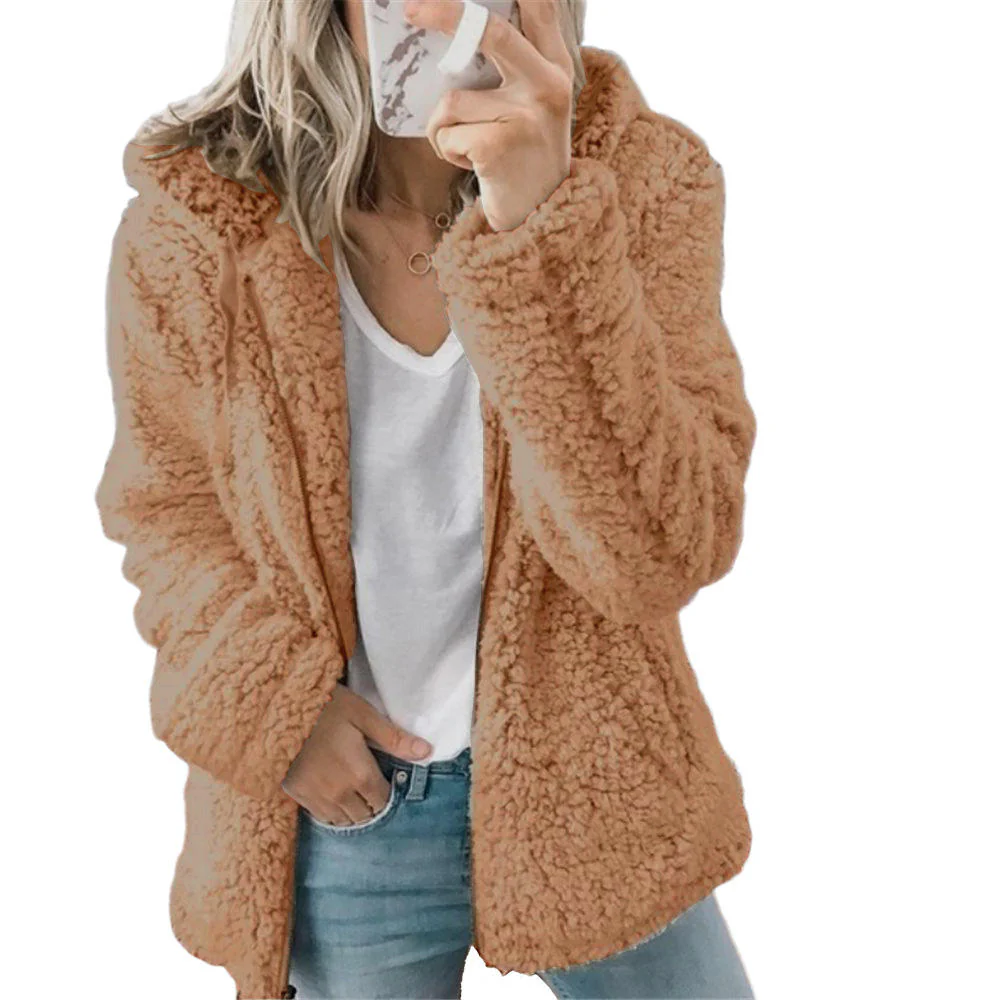 Heidi-Mode | Damenmode Eleganter Bären Teddy Pelzmantel: Weicher Fleece Mantel mit Taschen und Reißverschluss - Image 5