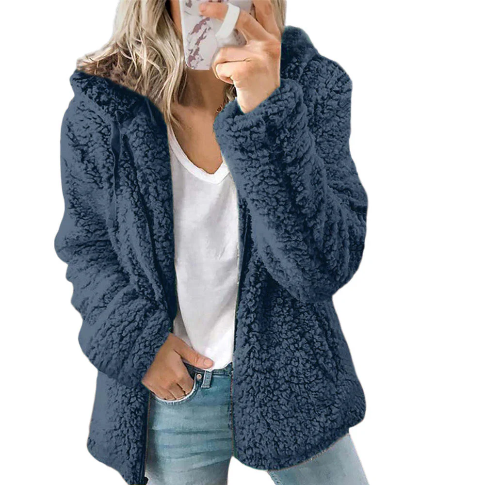 Heidi-Mode | Damenmode Eleganter Bären Teddy Pelzmantel: Weicher Fleece Mantel mit Taschen und Reißverschluss - Image 6