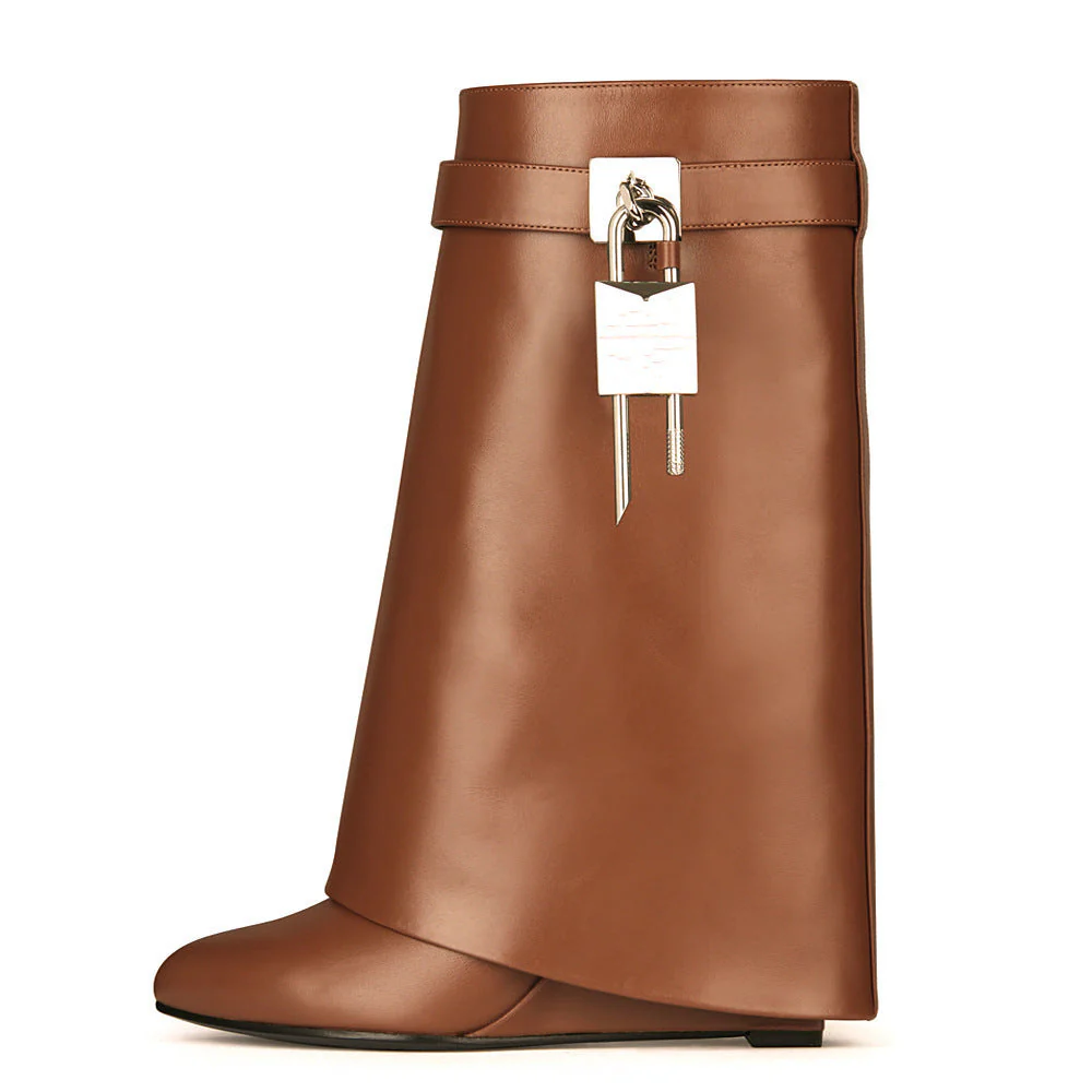 Heidi-Mode | Damenmode Schräge Ferse Rundzehen Lederoberfläche Hoher Absatz Reißverschluss Kurze Stiefel - Image 6