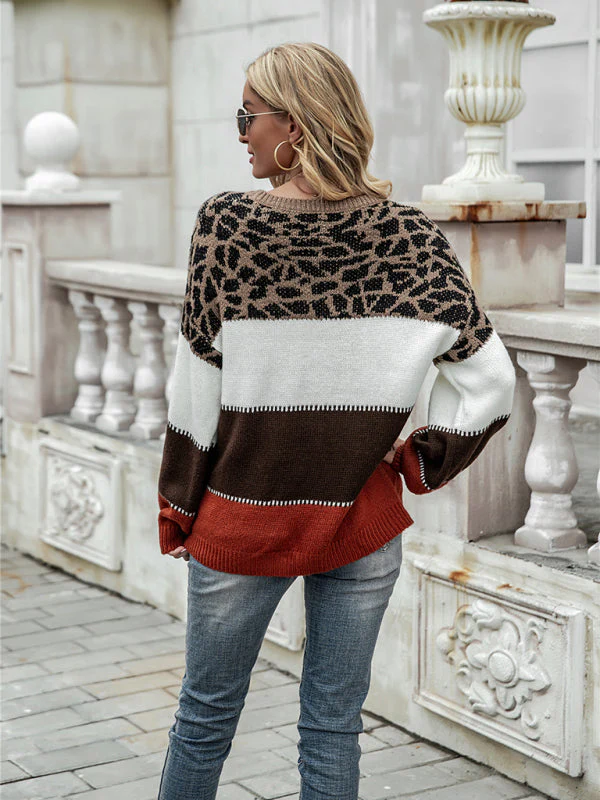 Heidi-Mode | Damenpullover mit Leopardenmuster und Farbflächen - Image 2