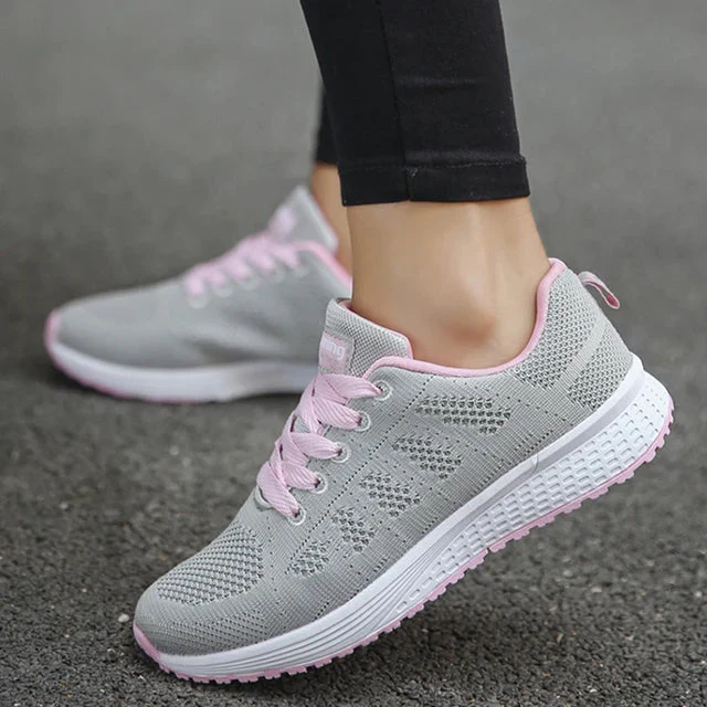 Heidi-Mode | Damers Andningsbara Mesh Tyg Snörade Sneakers - Image 10