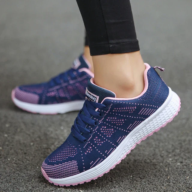 Heidi-Mode | Damers Andningsbara Mesh Tyg Snörade Sneakers - Image 11