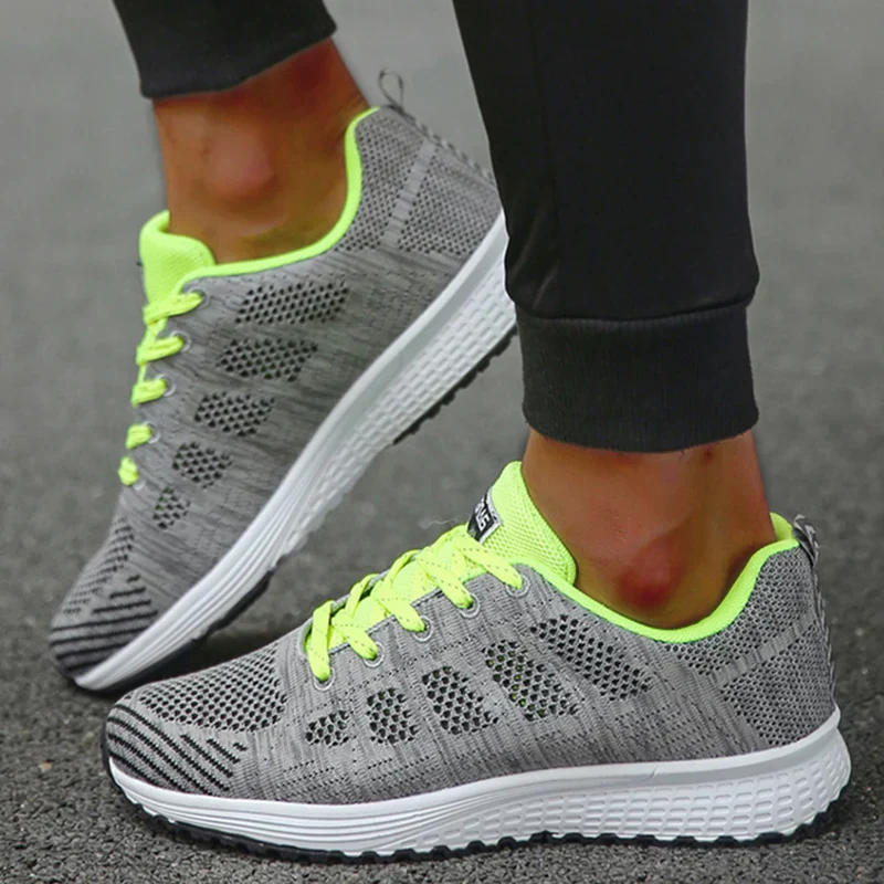 Heidi-Mode | Damers Andningsbara Mesh Tyg Snörade Sneakers - Image 3