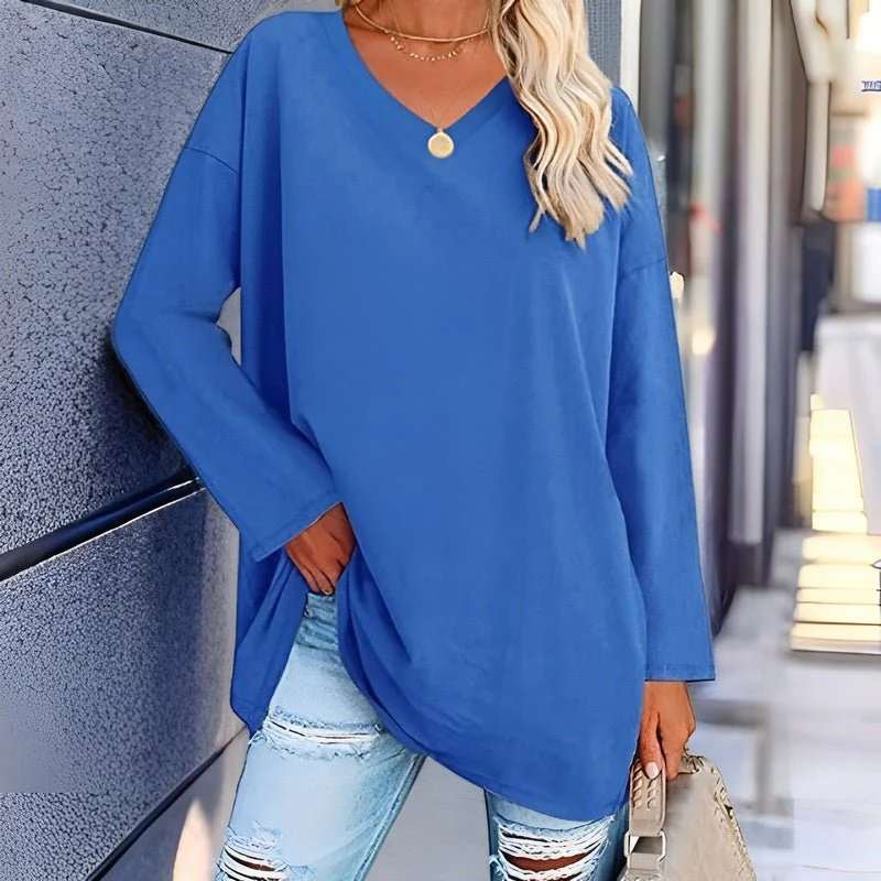 Heidi-Mode | Dein Trendiges Langarmshirt mit V-Ausschnitt für Komfort - Image 2