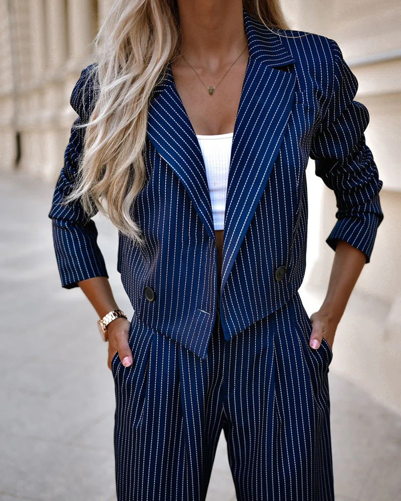 Heidi-Mode | Delig Blazer Set Damenanzug - Cropped Blazer mit Hose - Image 4