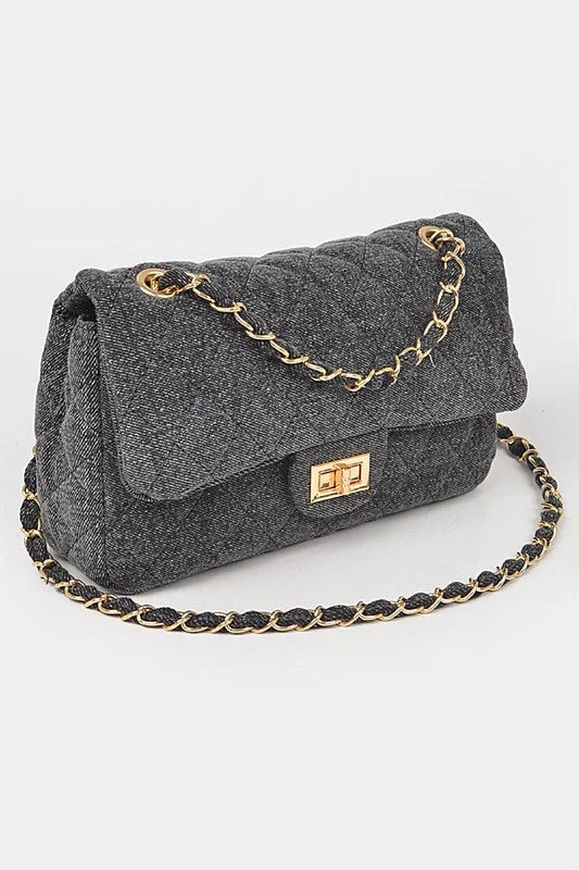 Heidi-Mode | Denim Gesteppte Umwandelbare Schultertasche - Image 2