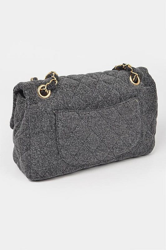 Heidi-Mode | Denim Gesteppte Umwandelbare Schultertasche - Image 3