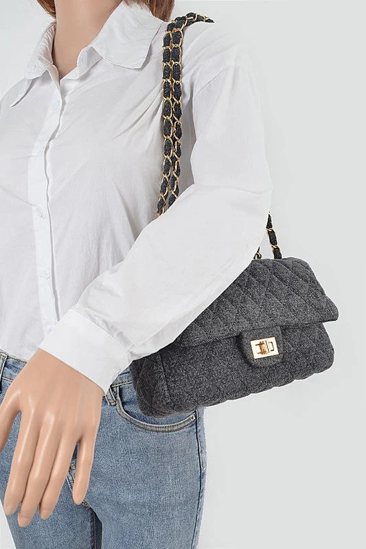 Heidi-Mode | Denim Gesteppte Umwandelbare Schultertasche - Image 4