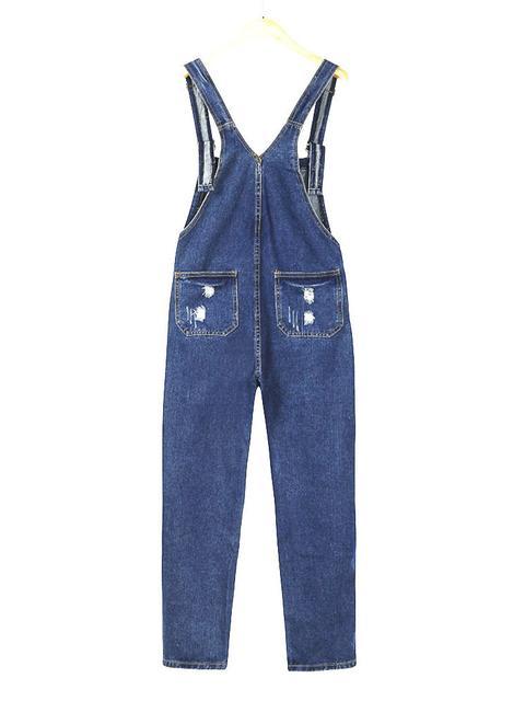 Heidi-Mode | Denim Lockere Einfache Lange Overalls - Image 3