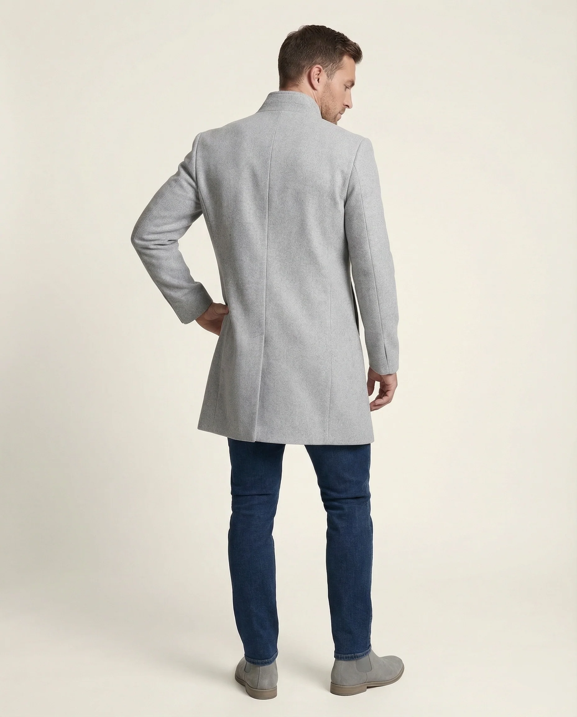 Herren Mid-Length Mantel mit Schmaler Silhouette & Stehkragen | Heidi-Mode - Image 4