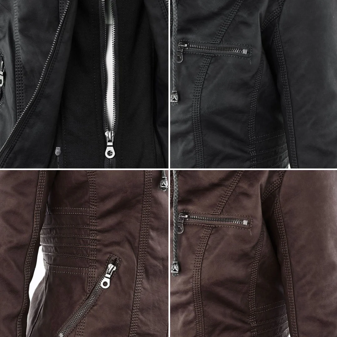 Heidi-Mode | Doppelgefütterte Damen Lederjacke mit Kapuze - Image 17