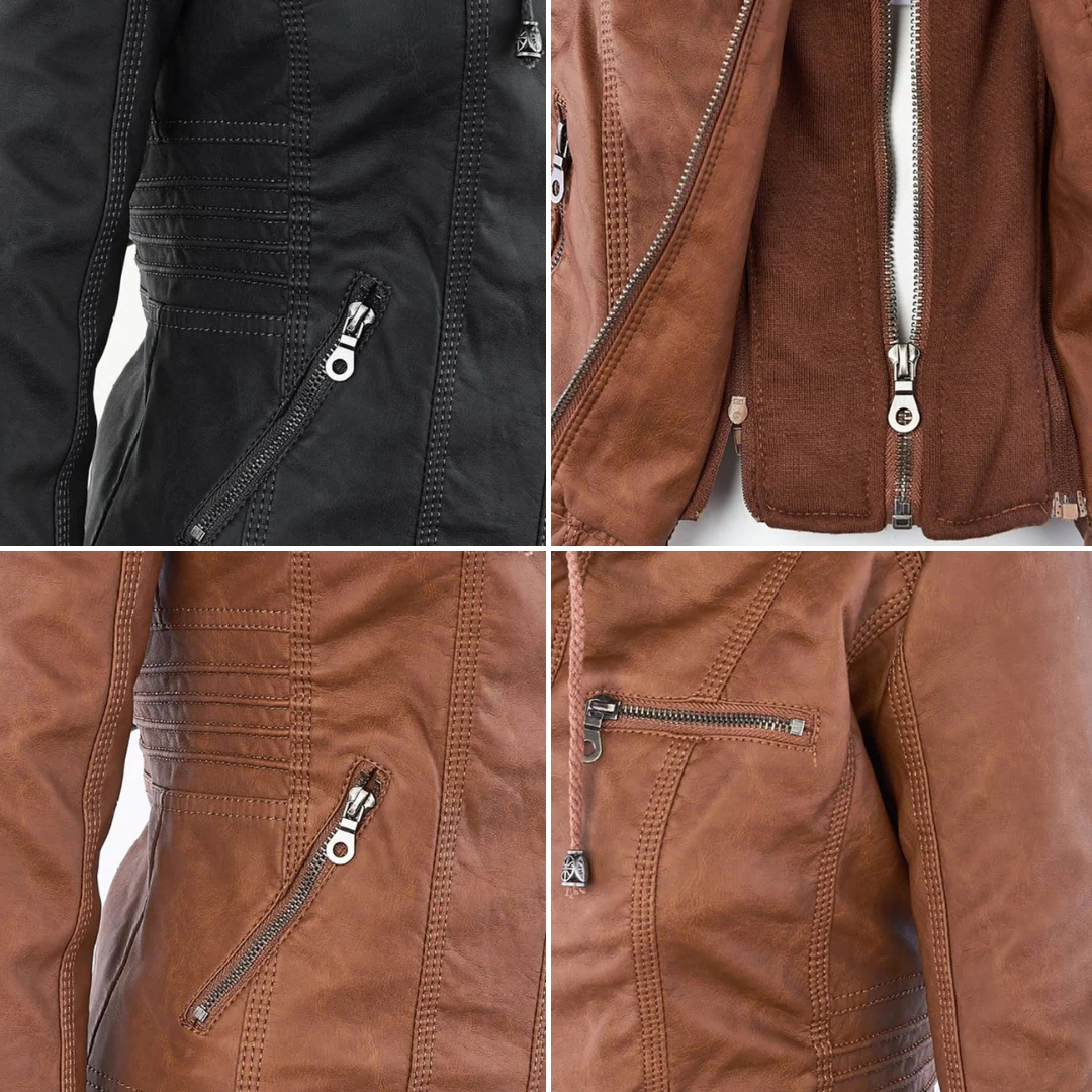 Heidi-Mode | Doppelgefütterte Damen Lederjacke mit Kapuze - Image 18