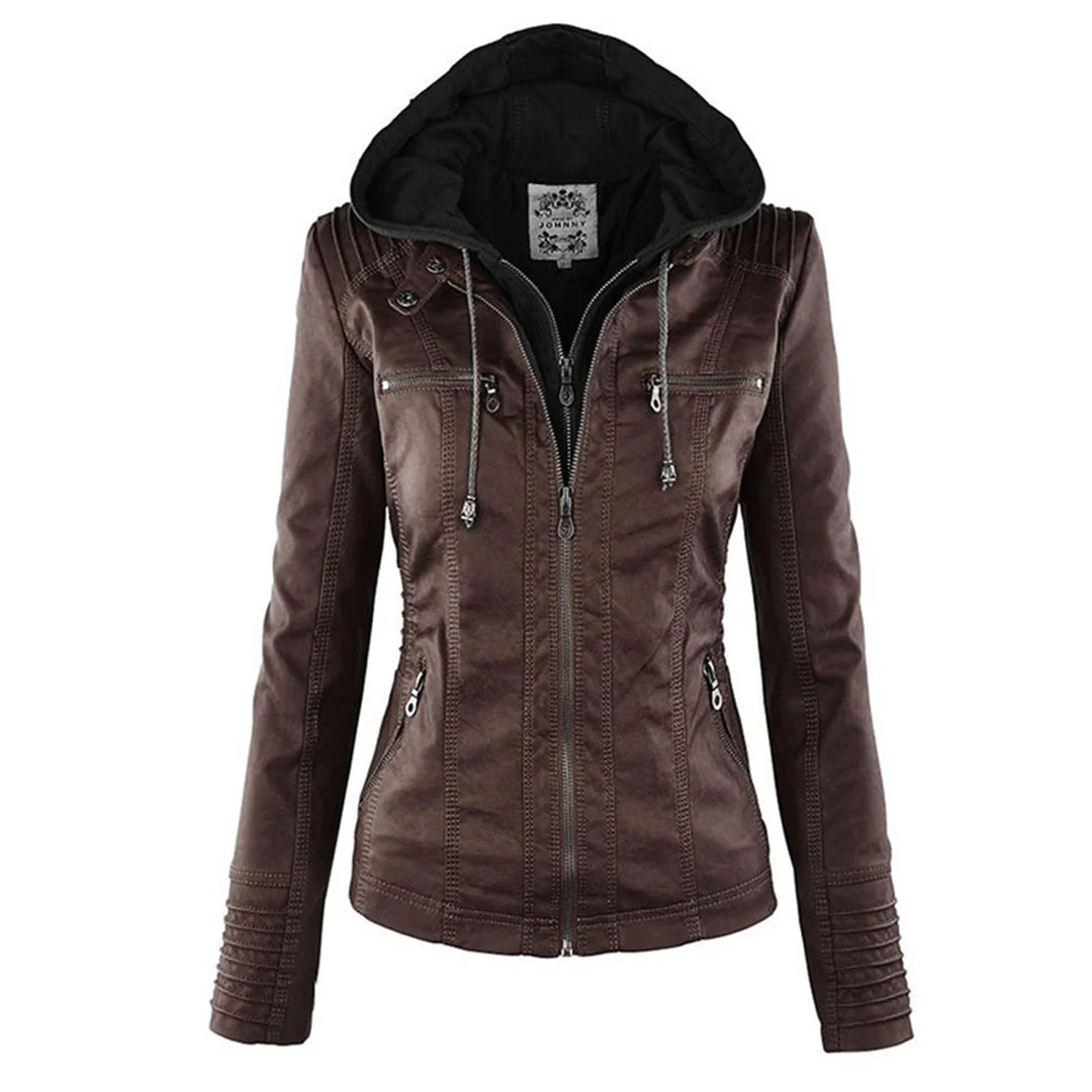 Heidi-Mode | Doppelgefütterte Damen Lederjacke mit Kapuze - Image 21
