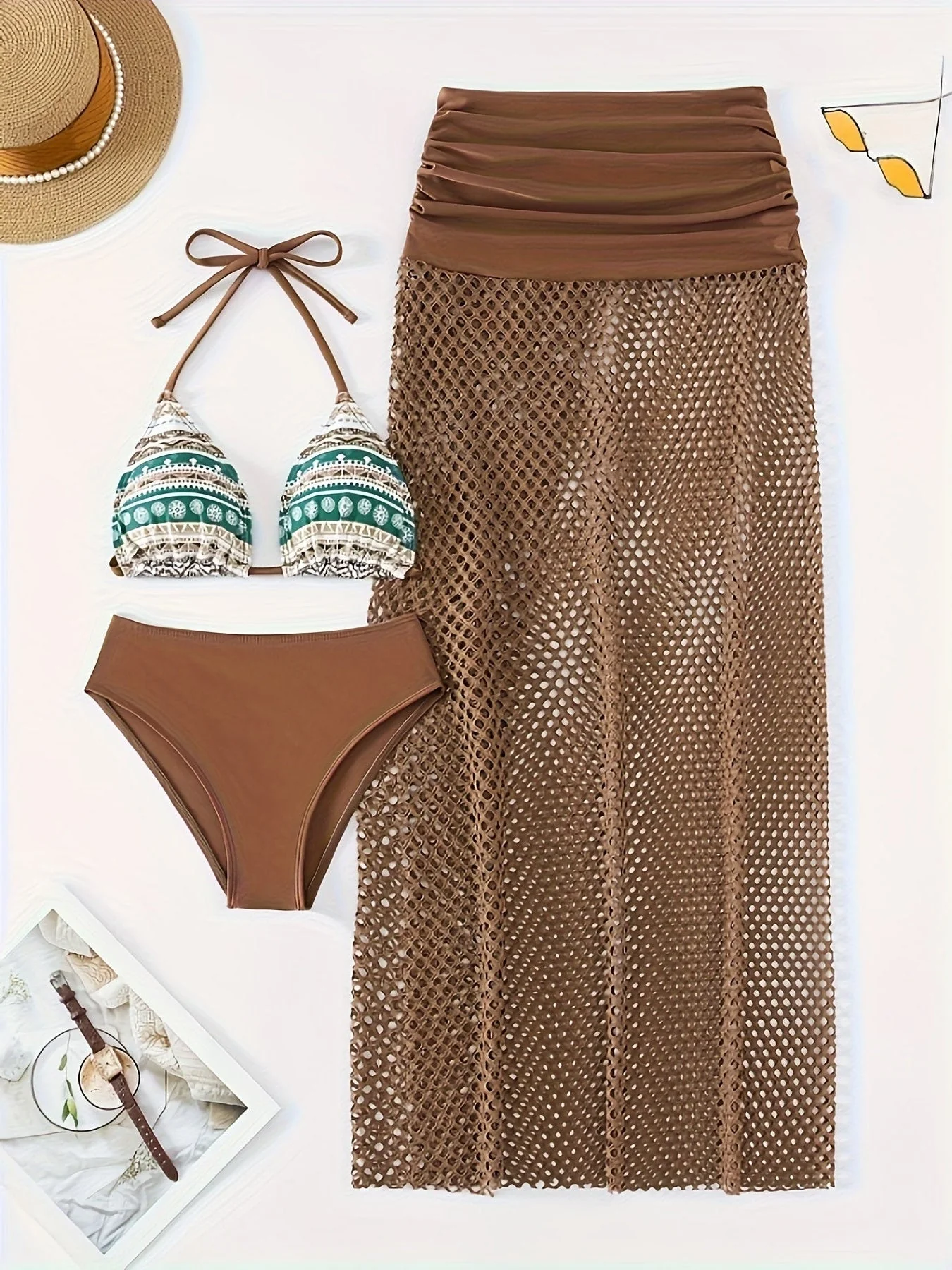 Heidi-Mode | Dreiteiliges Bikini Satz mit Tribal Print für Damen