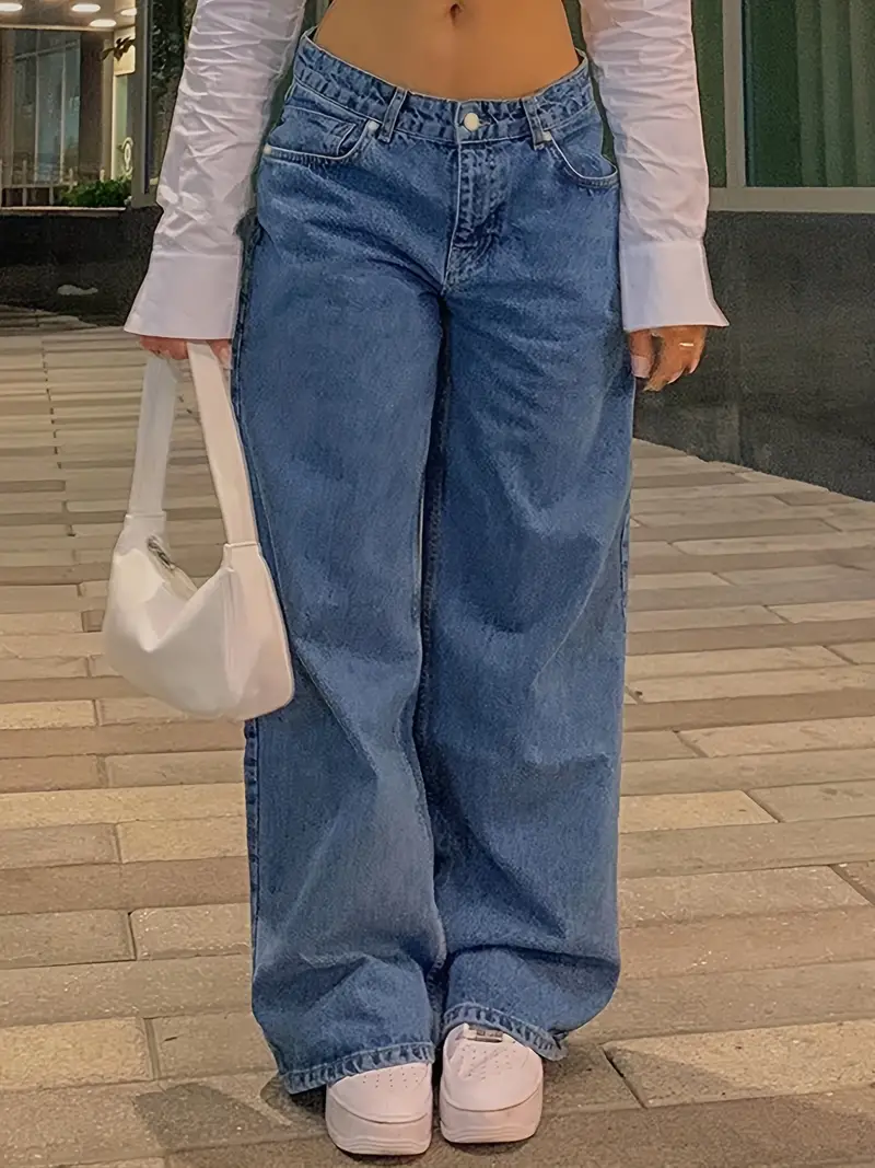 Heidi-Mode | Dunkelblaue Lockere Baggy Boyfriend Jeans mit Niedriger Taille - Image 2