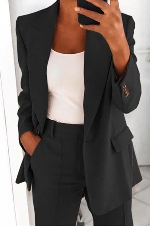 Heidi-Mode | Rosiedress Ein-Knopf Einfarbiger Büro Blazer Jacke - Image 3