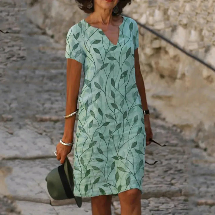 Heidi-Mode | Einfaches, Bequemes Kleid mit Blättermotiv - Image 2