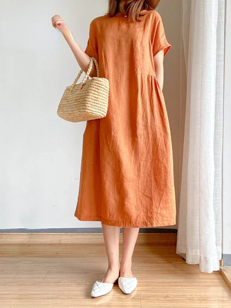 Heidi-Mode | Einfarbig Midi Kleid Aus - Image 2