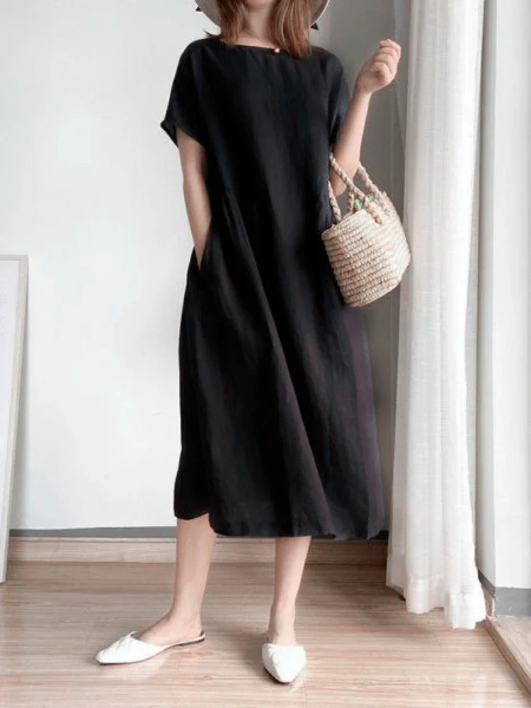 Heidi-Mode | Einfarbig Midi Kleid Aus - Image 4