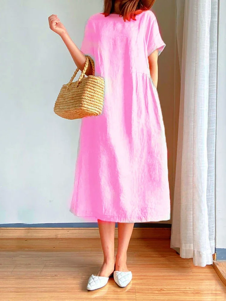 Heidi-Mode | Einfarbig Midi Kleid Aus - Image 8