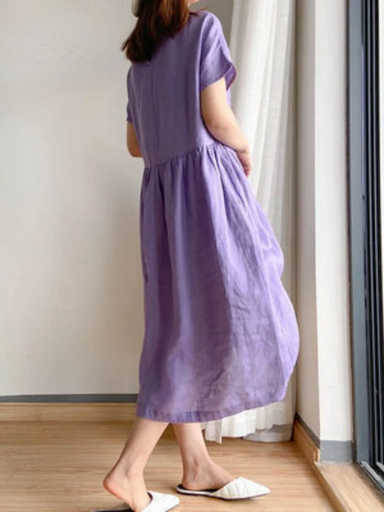 Heidi-Mode | Einfarbig Midi Kleid Aus - Image 9