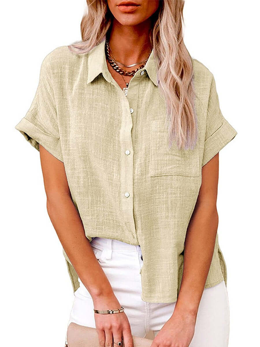 Heidi-Mode | Einfarbiges Button-Down-Hemd mit Kurzen Ärmeln - Image 2