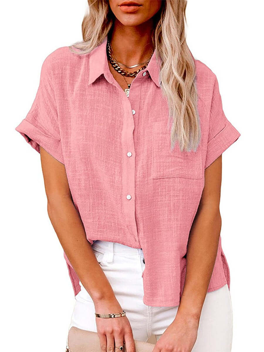 Heidi-Mode | Einfarbiges Button-Down-Hemd mit Kurzen Ärmeln - Image 3