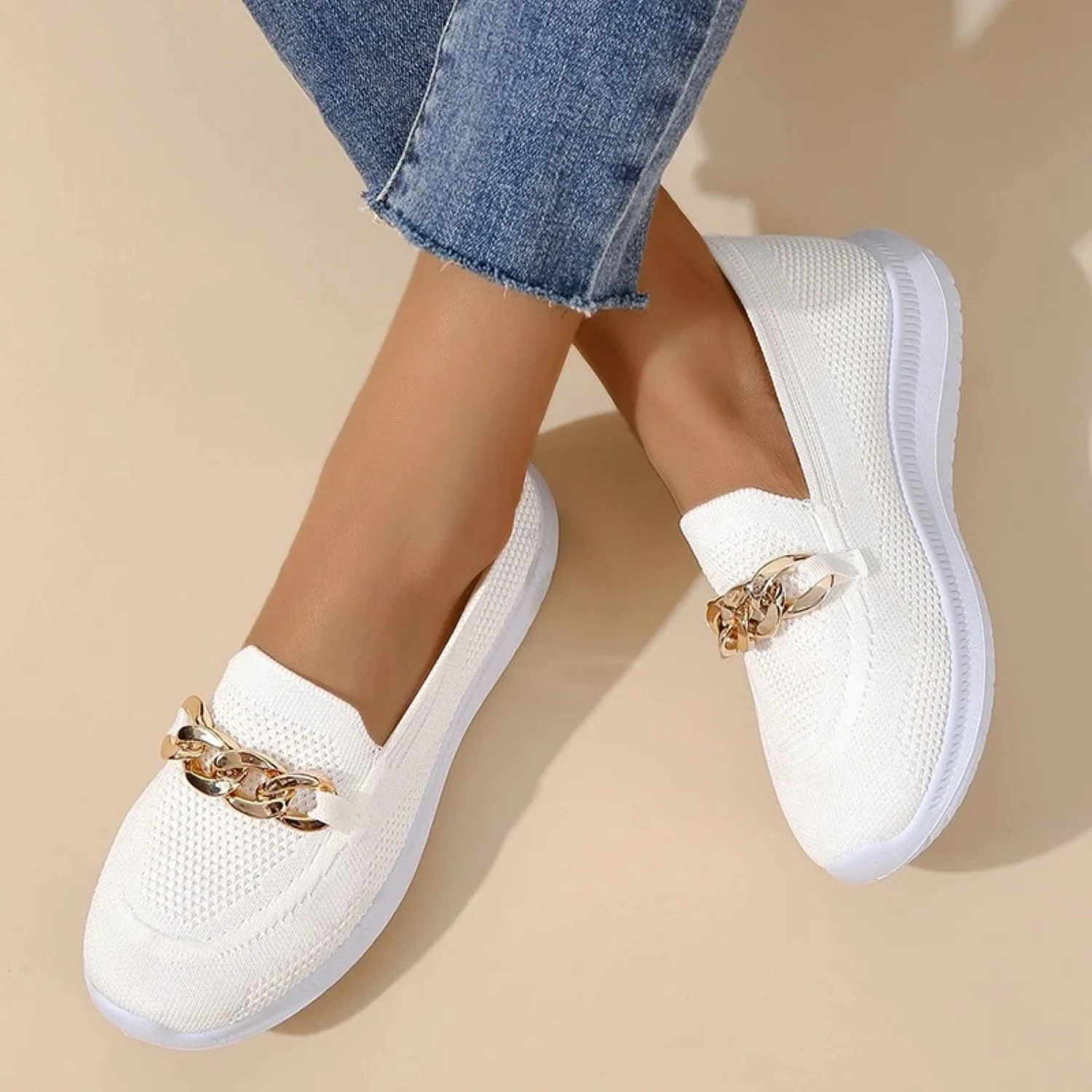 Heidi-Mode | Einfarbiges Mesh Atmungsaktive Damen Slip Ons - Image 2