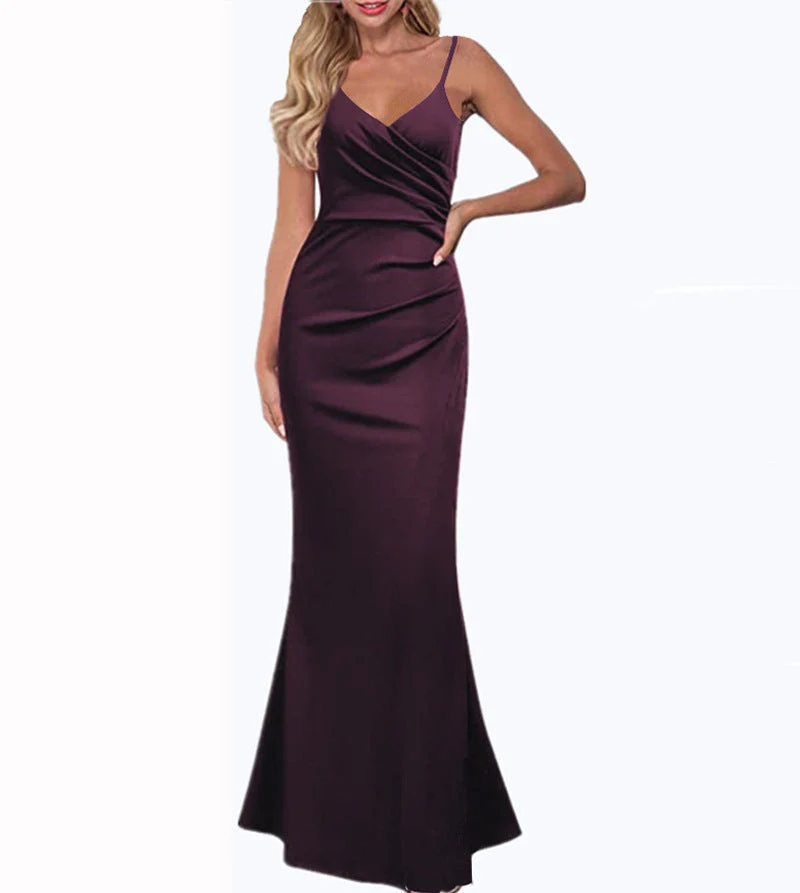 Heidi-Mode | Einfarbiges Slim Fit Fließendes Maxikleid - Image 3