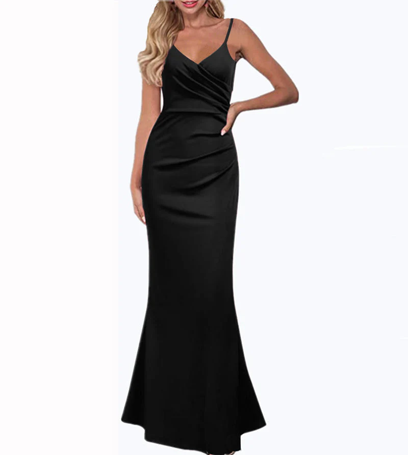 Heidi-Mode | Einfarbiges Slim Fit Fließendes Maxikleid - Image 6