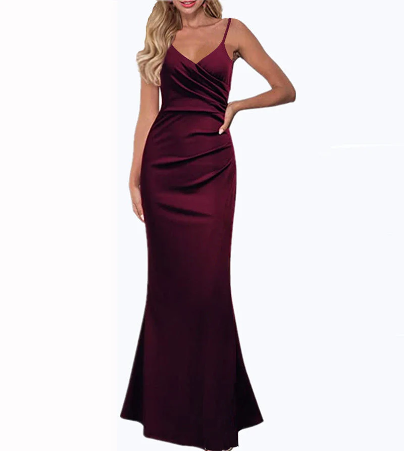 Heidi-Mode | Einfarbiges Slim Fit Fließendes Maxikleid - Image 7