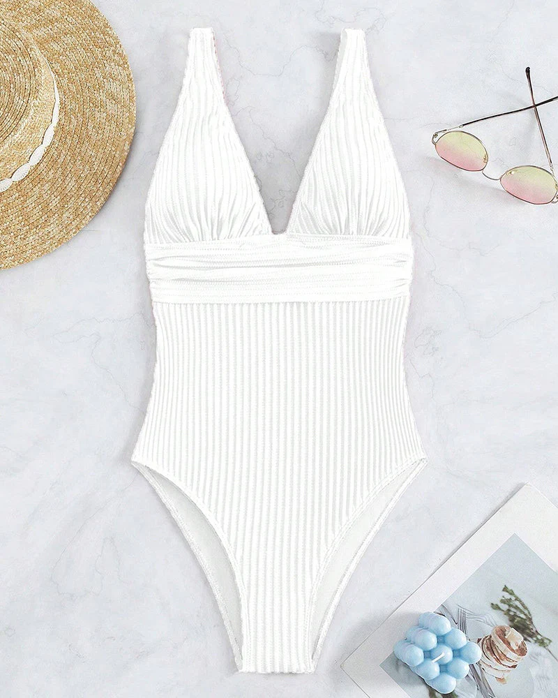 Heidi-Mode | Einteiliger, Schlichter, Gerippter Badeanzug - Image 7