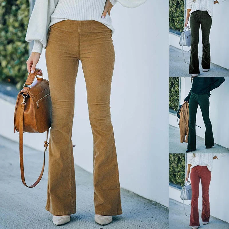 Heidi-Mode | Elastische Taille Lässige Hose Schlanke Ausgestellte Hose - Image 2