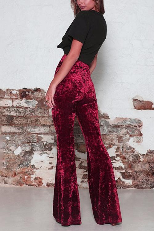 Heidi-Mode | Rosiedress Elastischer Bund Schlaghosen Samt Pants - Image 2