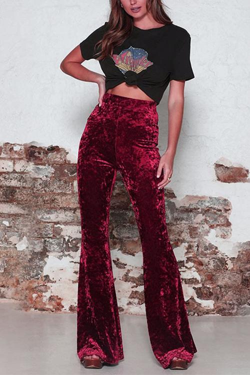 Heidi-Mode | Rosiedress Elastischer Bund Schlaghosen Samt Pants - Image 4