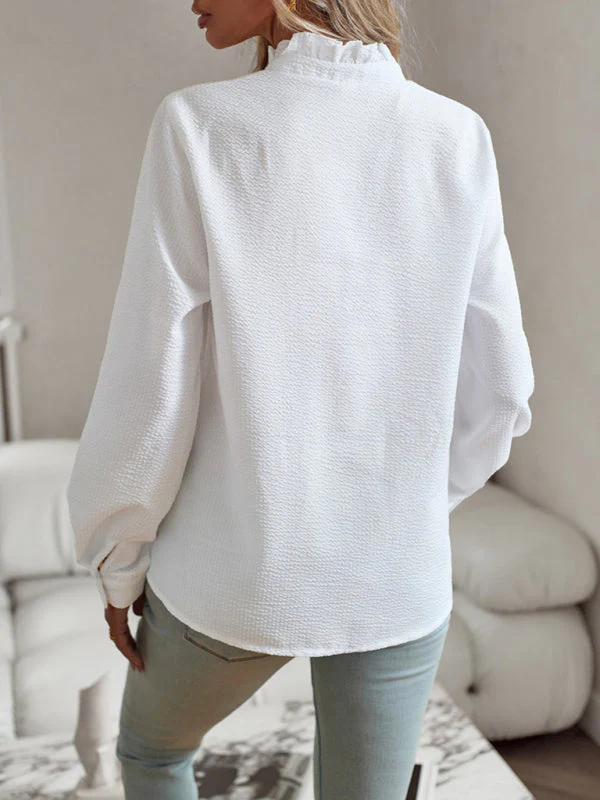 Heidi-Mode | Elegantes Pendler-Oberteil mit Offenen Knöpfen und Rüschen - Image 3