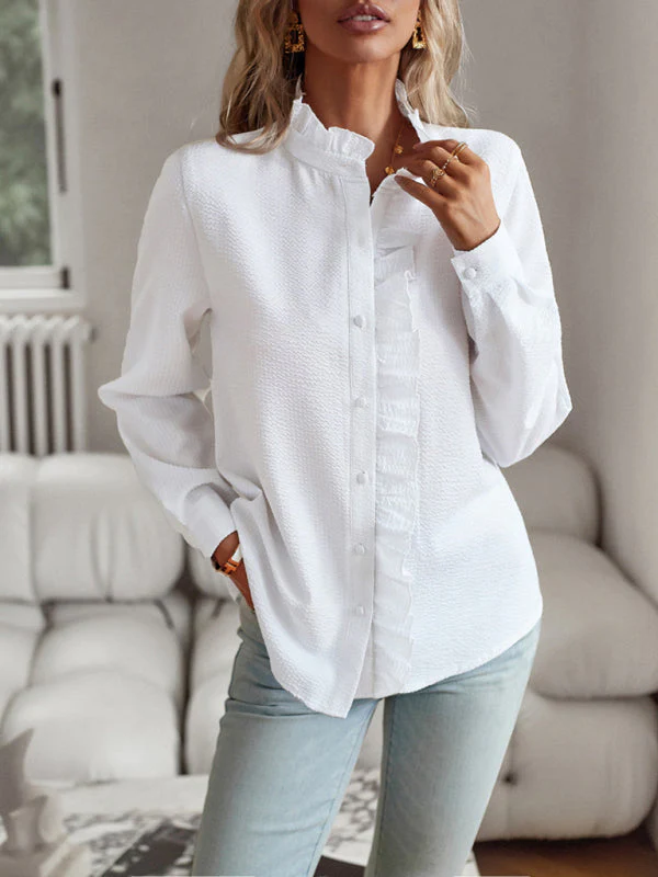 Heidi-Mode | Elegantes Pendler-Oberteil mit Offenen Knöpfen und Rüschen - Image 4