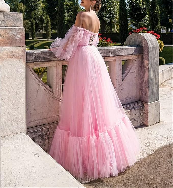 Heidi-Mode | Elegantes Formelles Einfarbiges Patchwork Off-Shoulder Abendkleid Kleider - 3 Farben - Image 3