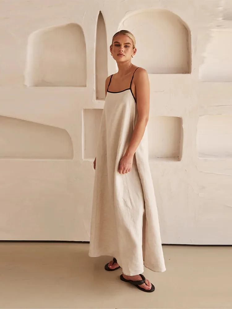 Heidi-Mode | Elegante Leinen Baumwollkleid mit Rückenschlitz - Image 4