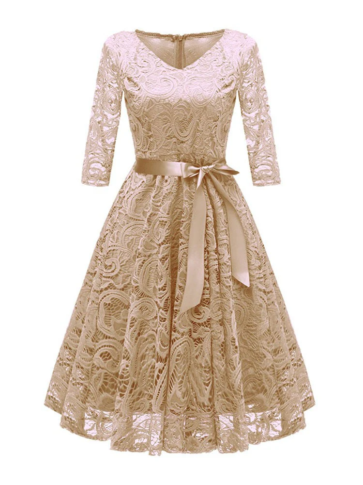 Heidi-Mode | Elegantes V-Förmiges Spitzenabendkleid - Image 2