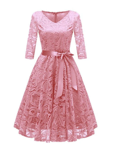 Heidi-Mode | Elegantes V-Förmiges Spitzenabendkleid - Image 7