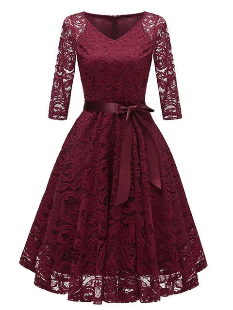 Heidi-Mode | Elegantes V-Förmiges Spitzenabendkleid - Image 9