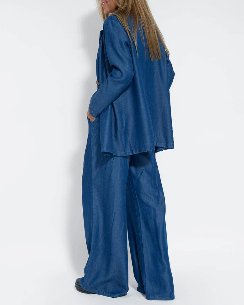 Heidi-Mode | Elegantes 2-Teiliges Set Leinen Weite Hose & Weste - Image 12