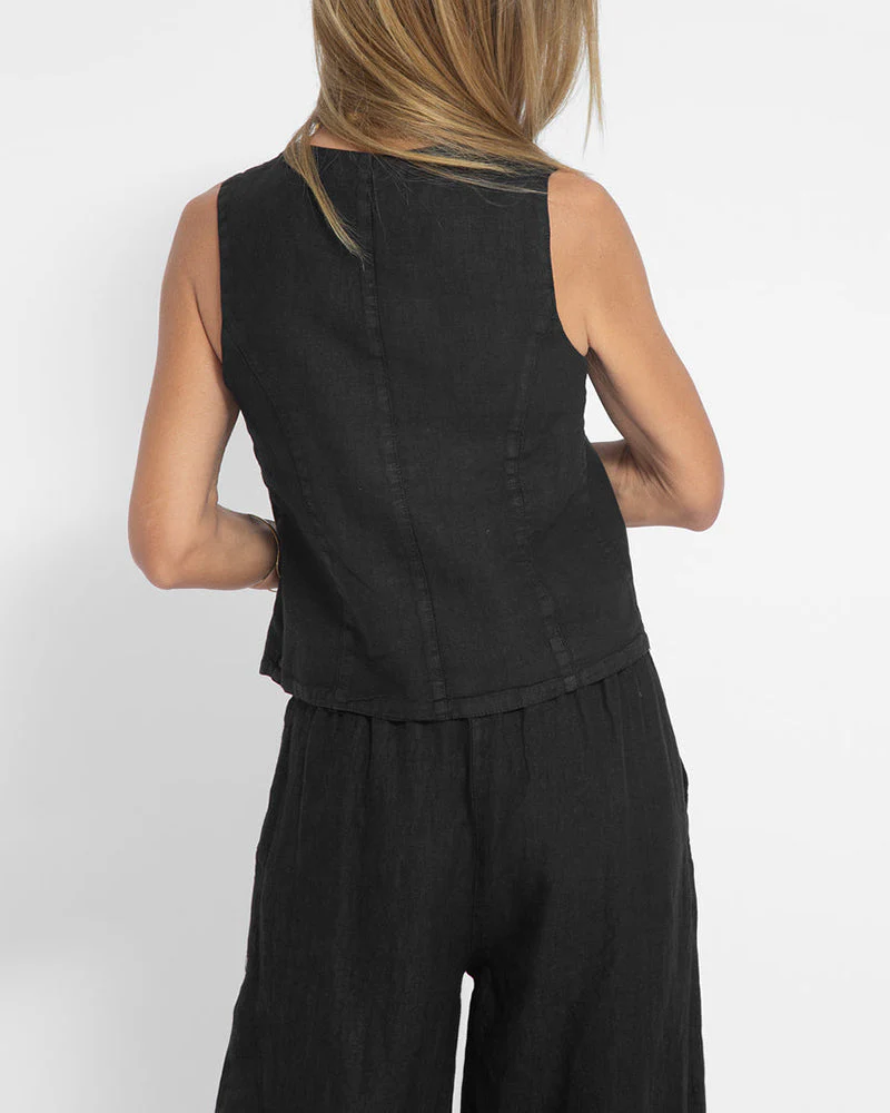 Heidi-Mode | Elegantes 2-Teiliges Set Leinen Weite Hose & Weste - Image 5