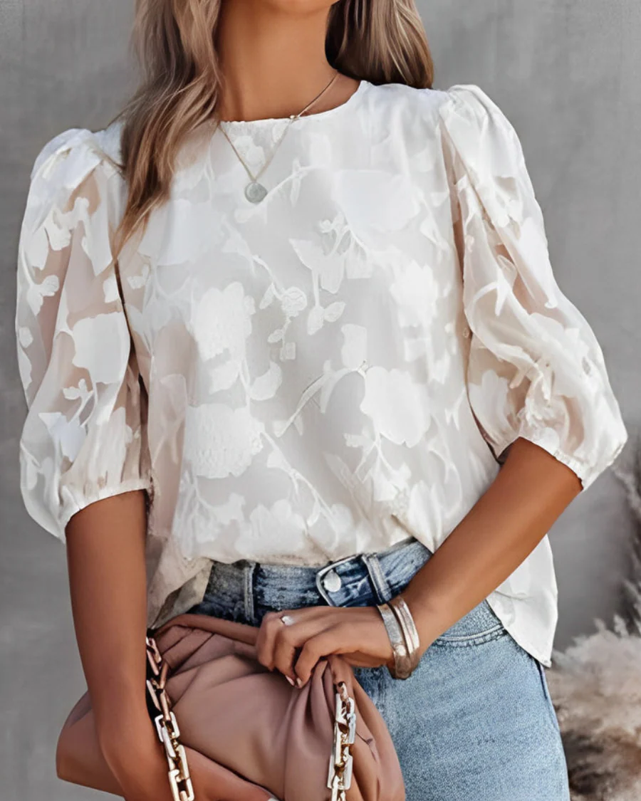Heidi-Mode | Elegante Bluse mit Puffärmeln und Blumenmuster - Image 5