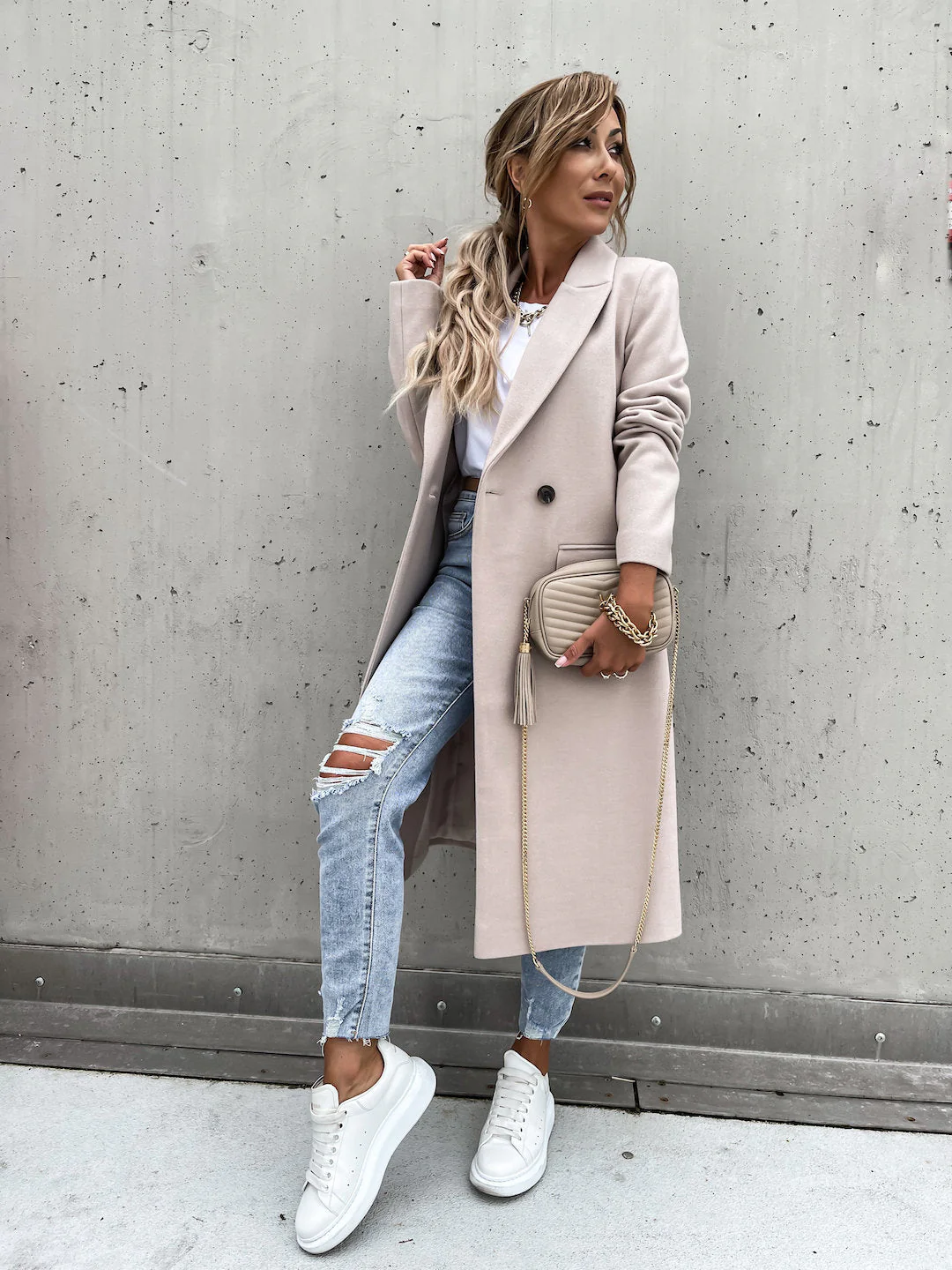 Heidi-Mode | Elegante Doppelreihige Jacke Wolle und Polyester Klassisch, Warm - Image 5