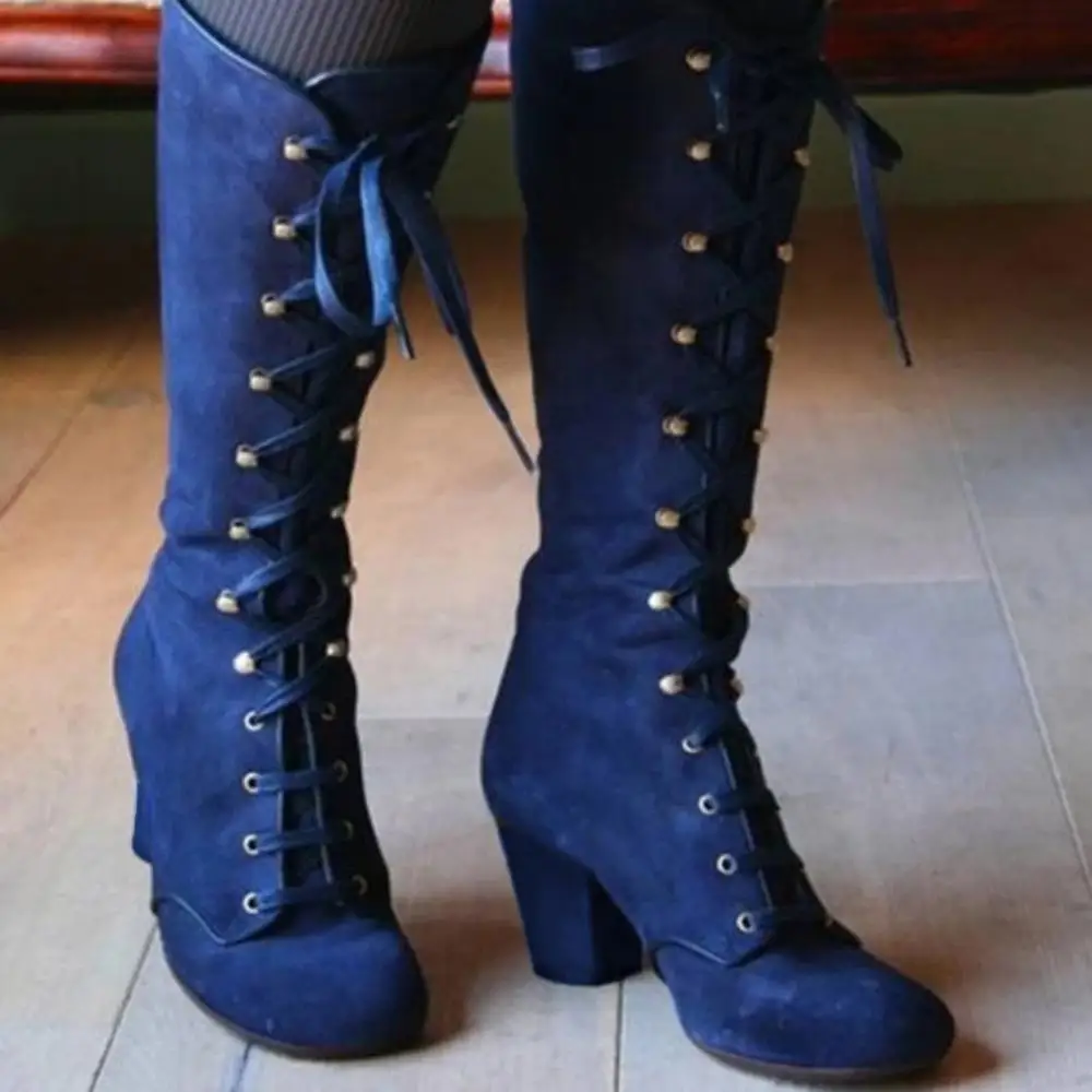 Heidi-Mode | Elegante Knielange Schnürstiefel mit Blockabsatz - Image 3