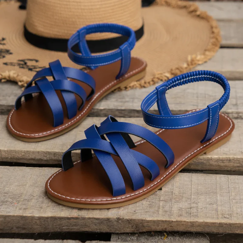 Heidi-Mode | Elegante Leder Damen Sandalen Flacher Schuh - Image 7
