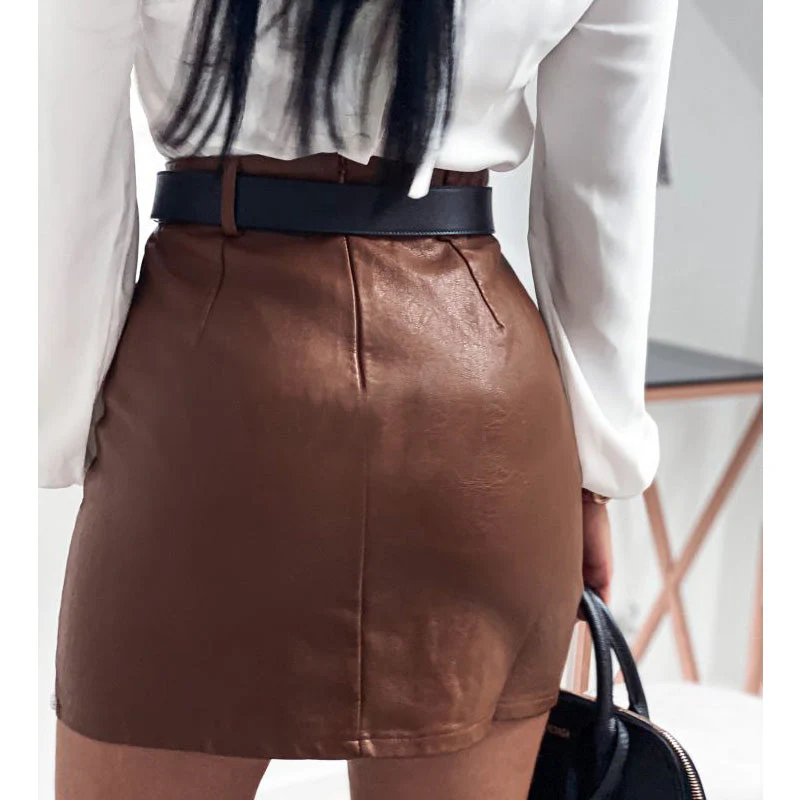 Heidi-Mode | Elegante Mode Nieten Pu Leder Röcke Frauen - Image 2
