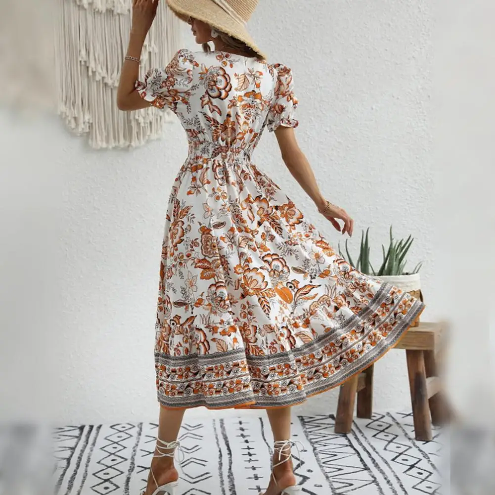 Heidi-Mode | Elegante Orange Blumenkleid - Image 2